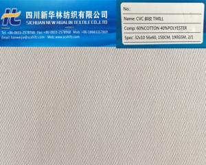 涤棉染色斜纹 CVC 60/40 32x10 56x50 190GSM 